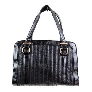 CHARMING CHARLIE STITCHED BLACK POLYURETANE SHOULDER BAG HANDBAG TOTE HOBO PURSE